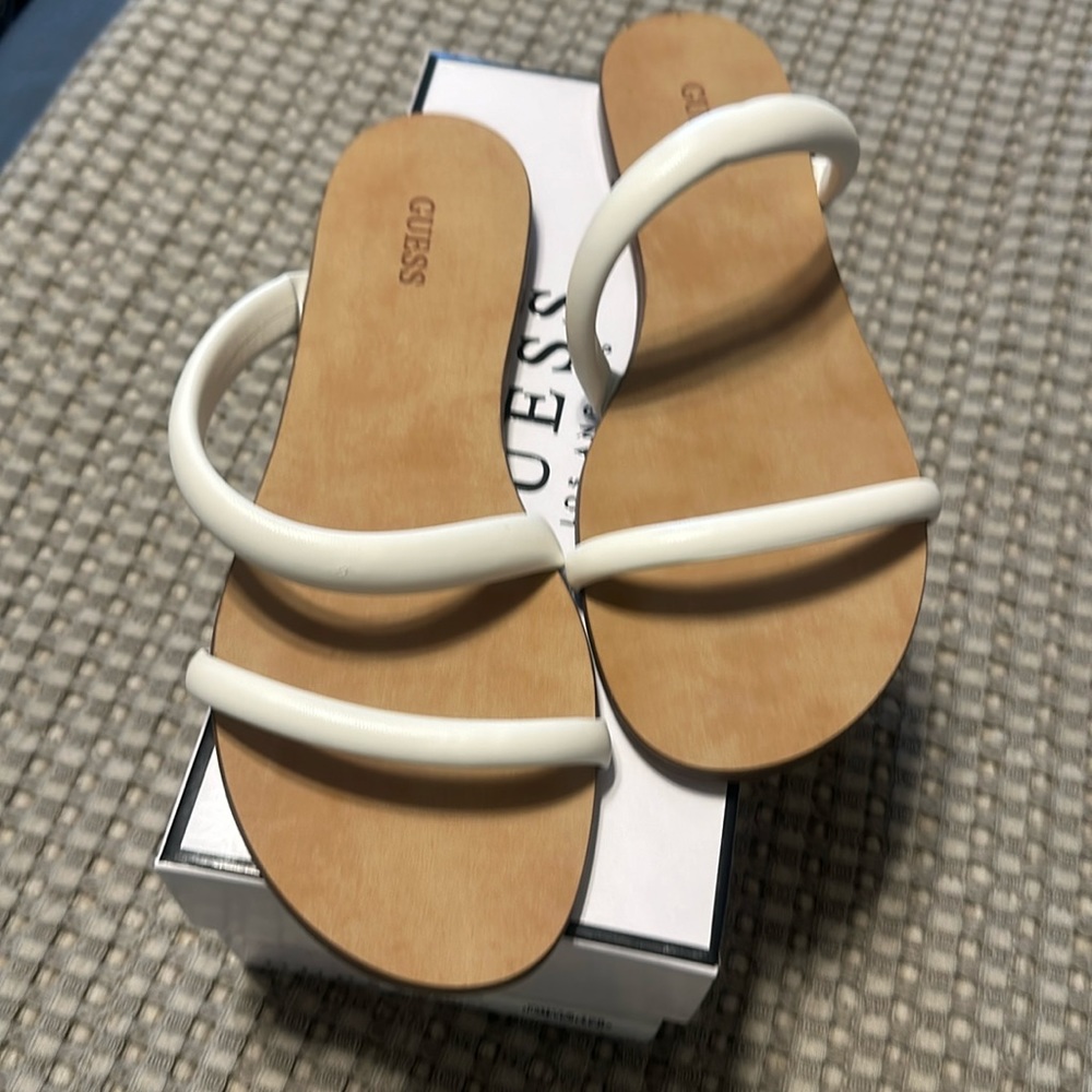 Guess White Sandals Size 7